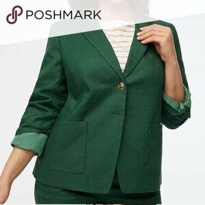 NWT J.Crew Womens  Traveler Blazer Linen Forest Green Petite